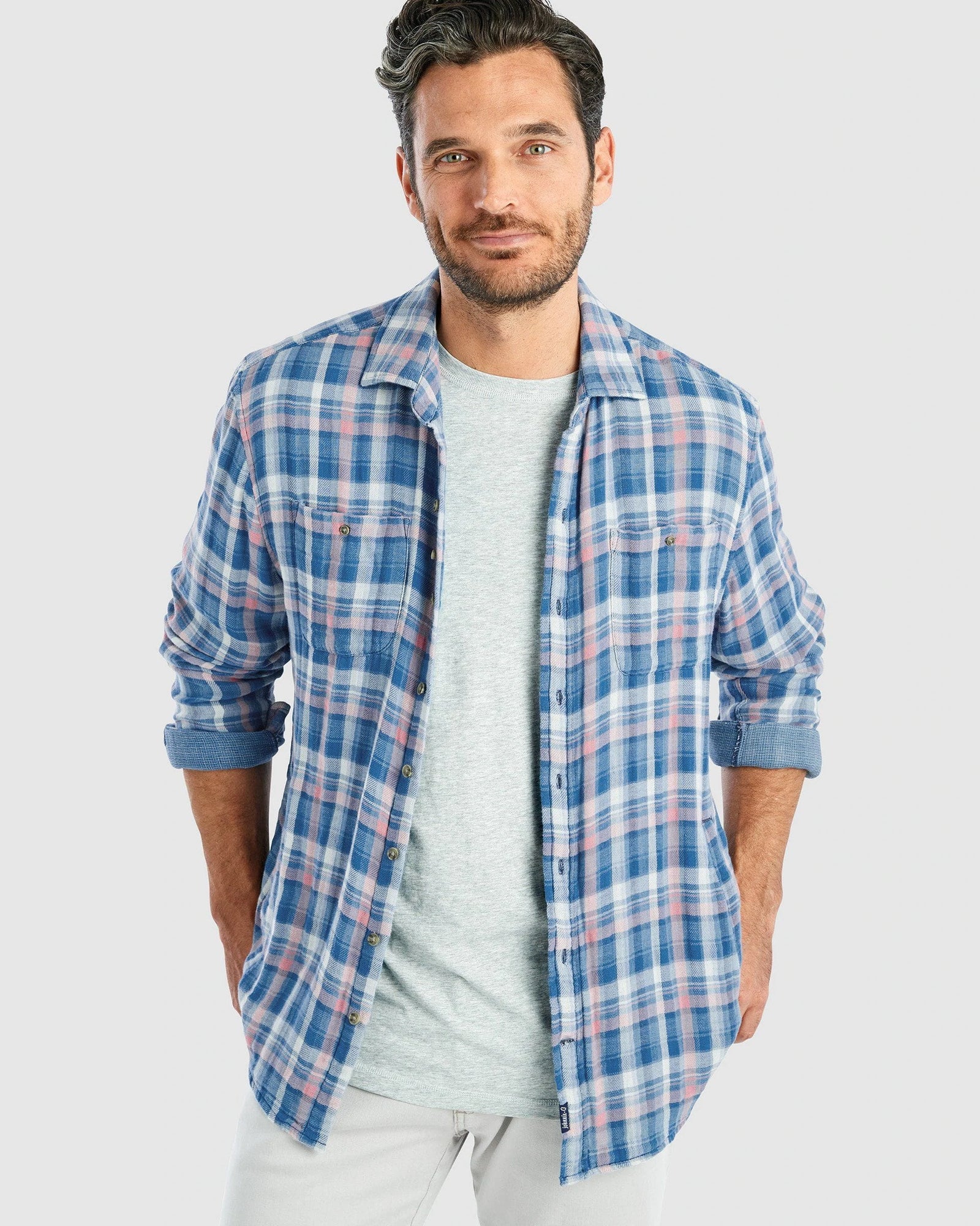 SIELLO UTILITY JACKET - NATURAL INDIGO YARNED DYED KHADI